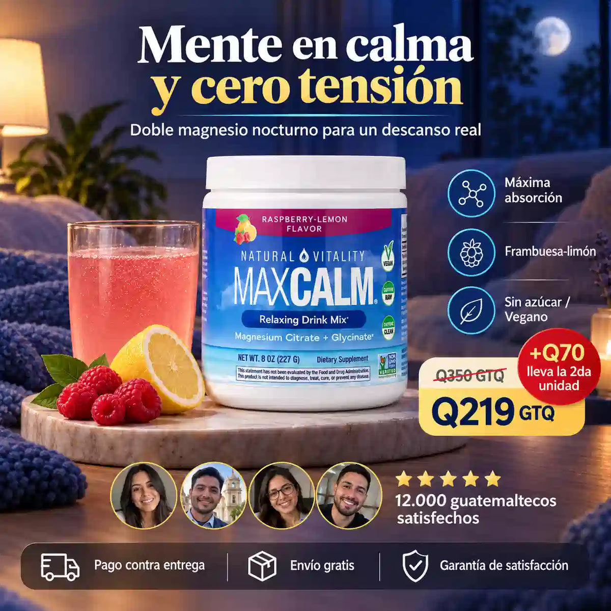 Max Calm | Magnesio Doble Acción en Polvo