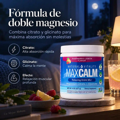 Max Calm | Magnesio Doble Acción en Polvo